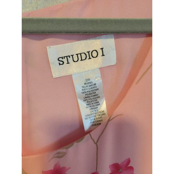 Studio‎ I Plus 22W Pink Floral Slip Midi Dress Spring Fairy Whimsy Vintage 90s - Picture 2 of 3